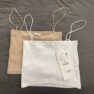 Zara 2 pack spaghetti strap cropped bra top new with tags